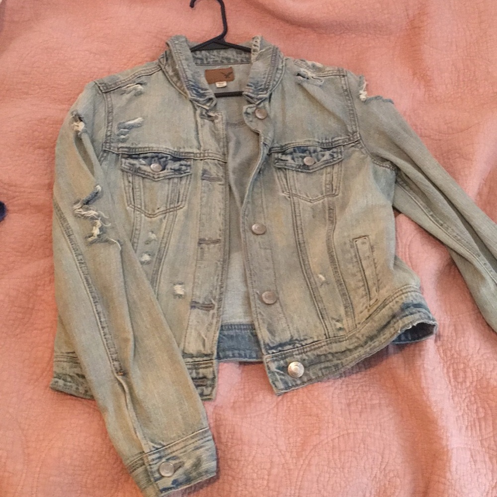 Distressed jean jacket